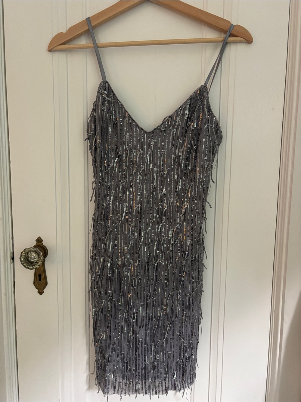 Gray Sequin Fringe Slip Dress - Lulus